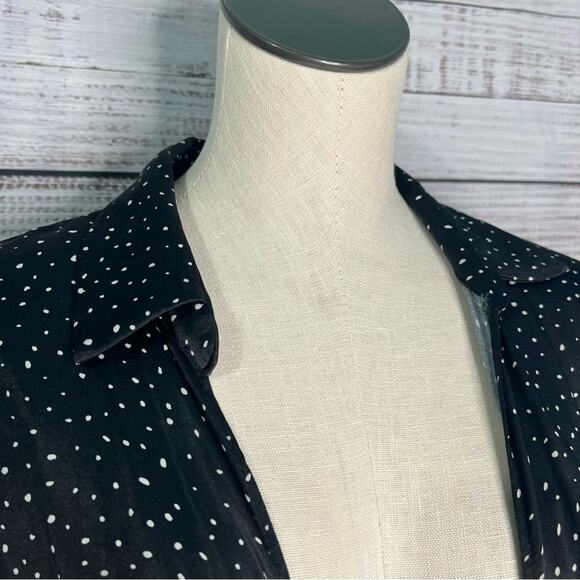 Zara XXL Long Sleeve Satin Polka Dot‎ Wrap Shirt Viscose Blend - Picture 4 of 12